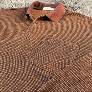 Valentino Chemises Long Sleeve Polo Sweater Classic Brown Knit Casual